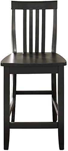 Crosley Furniture School House Wood Slat Back Taburetes de Barra Altura de Mostrador Set de 2, Negro, 24 pulgadas miniatura 4
