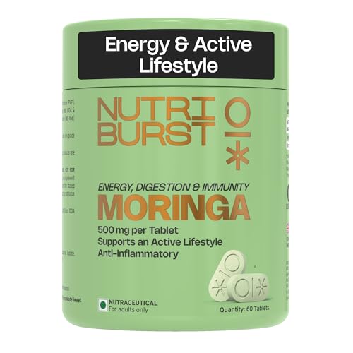 Image of Nutriburst Moringa 500mg - 60 Veg Tablets | Pure & Natural Moringa Supplement for Men and Women | Supports Immunity, Digestion, Energy and Active Lifestyle | Anti-Inflammatory Superfood