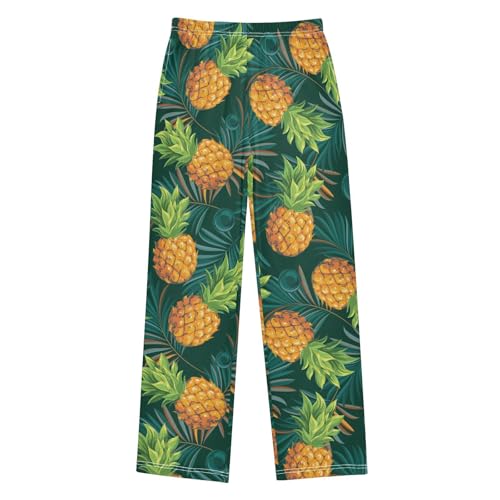 visesunny Boys Pants Tropical Green Pineapple Loose Jogger Pants Soft Elastic Trousers Long Bottoms with Pockets M