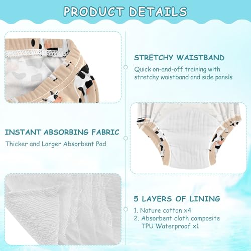 Image of Toddler Potty Training Underwear Cotton Absorbent Soft Baby Girl Boy Potty Training Pant 2t-5t