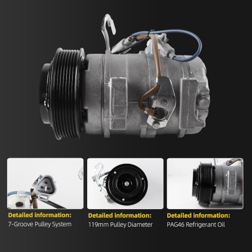 Image of Dasbecan 10S17C AC Compressor w /Clutch Compatible with Toyota 4Runner FJ | Fits 2003-2009 4Runner 2007-2009 FJ Cruiser 4.0L V6 Replace# 8832035700 CO10834C 98306 97306 Air Conditioning Compressor