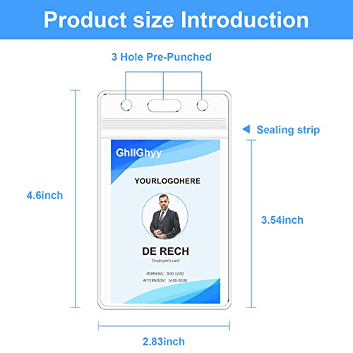 Vertical Transparent Id Badge Holders,Pvc Card Holder,Sealable Waterproof Zip Type Plastic Protector Holder,2.83X4.6 Inch Business Id Card Holder (20) #TOP2