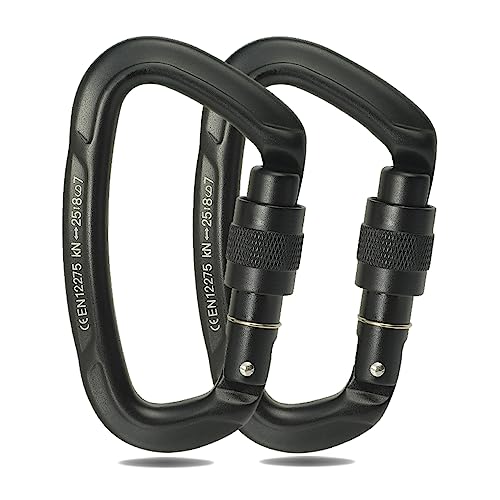 El Mejor Listado de Mosquetones de esta semana. 41 2 Clips de Mosquetón de 25 KN, Mosquetón Resistente con Bloqueo de Tornillo, Certificado UIAA, Aluminio de Aviación, Fuerte y Liviano, Ideal para Escalada en Roca, Montañismo,...