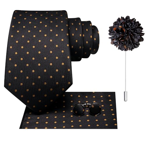 Image of Hi-Tie Men's Silk Ties Formal Woven Classic Necktie Pocket Square Cufflinks Lapel Pin Set Wedding Business