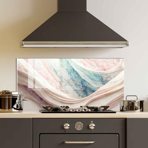 Roggmard Tempered Glass Kitchen Backsplash, Stove Back Top Cover, Splashback Tile, Kitchen Sink Cover Splash Guard, Home Wall Decor (55x27.5''(140x70cm))