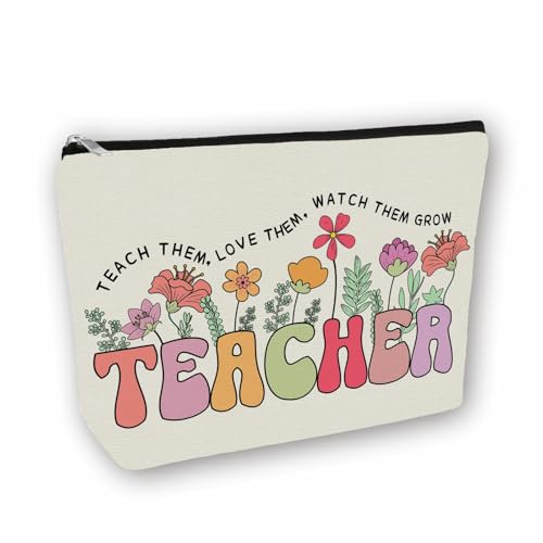 Teacher Appreciation Gifts Makeup Bag: Floral Themed Cosmetic & Toiletry...