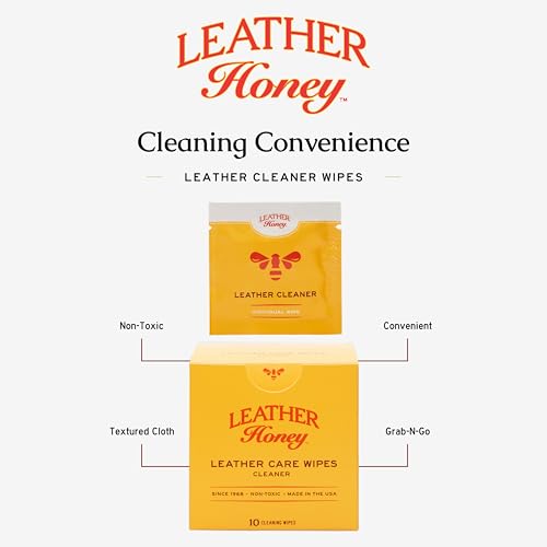 Image of Leather Honey Cleaner Wipes - Clean Leather On-The-Go, 10 Wipes