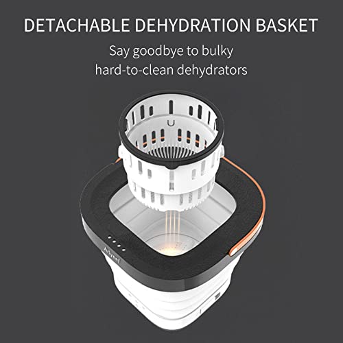 Arlyeef Portable Washing Machine, 9L Foldable Washing Machine Washer Machine with High-Speed Drain and Extension Drain Hose for Apartment, Traveling, Laundry, Camping, Underwear, Baby Clothes - White - Thumbnail 6
