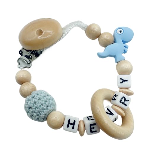 Personalisiertes Babygeschenk Mit Namen - Nuckelkette Für Mädchen & Jungen In Blau