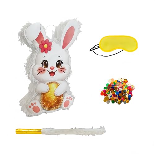 Easter Bunny Piata 16Inth with stick blindfold and confetti