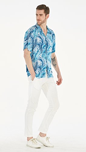 Image of Hawaii Hangover Family Matching Hawaiian Clothes, Simply Blue Leaves | Family matching Hawaiian outfits, Simply Blue Leaves, lightweight rayon, machine washable, tropical leaf print, luaus