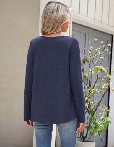 Image of Zeagoo Long Sleeve Shirts for Women Fall Tops Casual V Neck Blouses Tunic