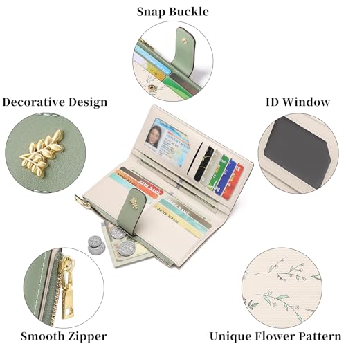 GAEKEAO Womens Wallet Slim Thin RFID Blocking Floral Vegan Leather Card Holder Bifold Long Ladies Wallet with Zipper Pocket4