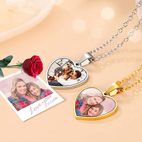 Custom4U Picture Necklace Personalized Custom Dog Tag/Disc/Heart Pendant Picture Jewelry Engraved Memory Chain with Photo Name Customized Photo Gifts for Men Women (Gift Box)3
