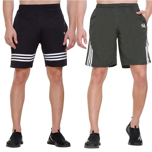 Image of Men's Shorts | Shorts for Men's | Men's Cotton Shorts | Dual Pocket Sleep Shorts - Regular Shorts - Workout, Gym, Running, Sports and Yoga Shorts - Pack of 2