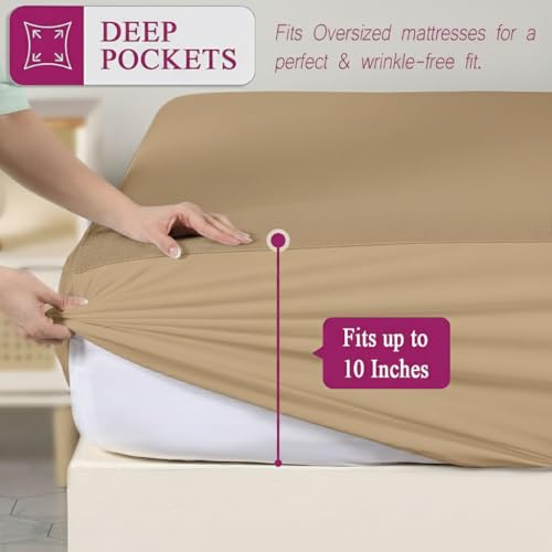 Trance Cotton Feel Terry Ultra Soft Waterproof Mattress Protector Queen Size Double Bed | Breathable - Hypoallergenic Bed Cover Queen Size (78x60 inch | 6.5x5 feet, Brown - Pack of 1)