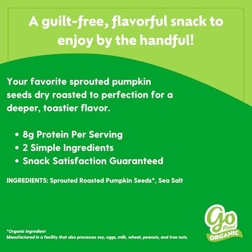 Image of Go Raw Organic Sprouted Pumpkin Seeds - Dry Roasted Salted Pepita Snack