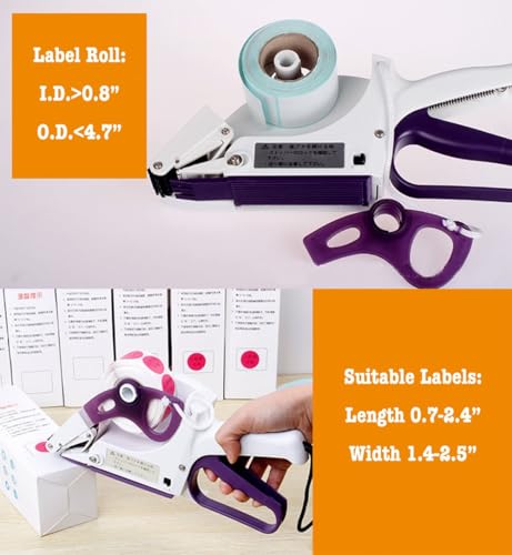 Image of Generic Manual Label Applicator, Portable Handheld Barcode Sticker Gun, Flat Round Bottle Labeling Machine, for 1 inch 3 inch Label Roll Core, 11.2*4.4*3.7in