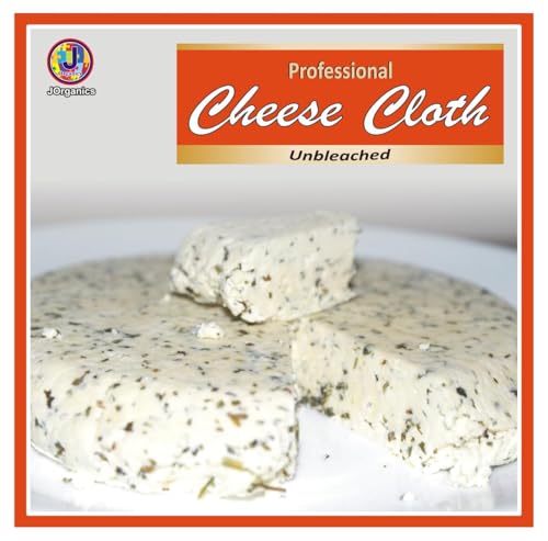 Image of Cotton Hung Curd Cloth Bleached and Cheese Cloth Unbleached Muslin Cloth for Straining Curd, Cheese, Yogurt, Shrikhand, Rice, Mousse. Ideal for Home Use. Set of 2