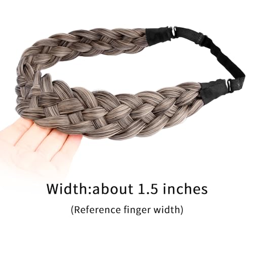Gledola 5 Strands Synthetic Hair Braid Headband Hair Braided Headband for Women Girl (Gray Brown) - Image 3