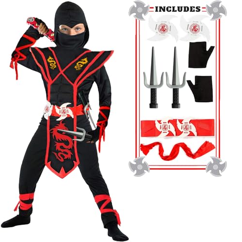 SATKULL Halloween Ninja Costumes for Kids Ninja Cosplay Costume Set
