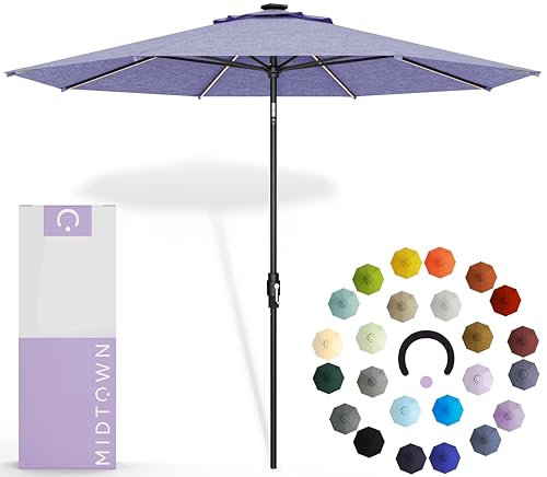 Image of Midtown Umbrellas LED Swilt - 9 Ft Solar LED Patio Umbrella Textured Purple