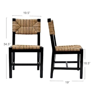Creative co op willowbrook solid wood and natural woven seagrass rope dining chair mahogany black finish set of 2  urban country home decor