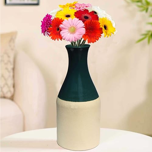 Image of Pure Source India Porcelain Flower Vase (8 Inch) (Green) (Without Flower)