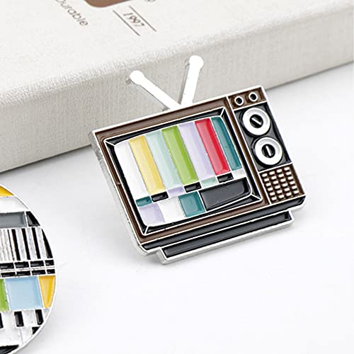 Image of SaiDian 3Pcs TV Pin Multicolor 90'S Fashion Retro Rainbow Bars Brooch Enamel Lapel Badge