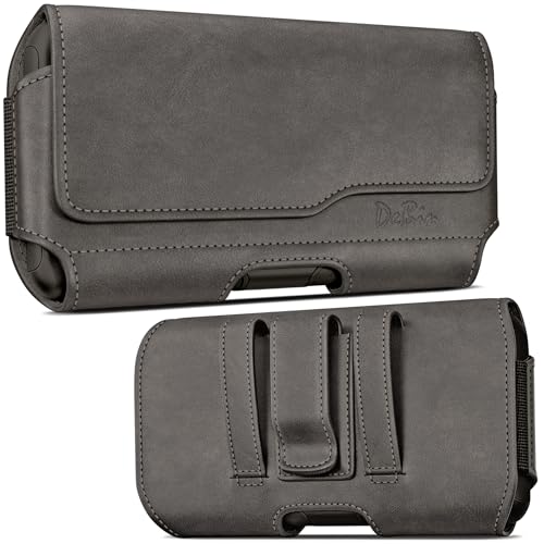 DeBin Case for Galaxy S25 S24 5G S23, S22, S21, S20, S10, S9, A10e, A01, Note 10, Cell Phone Belt Holster Clip Pouch Holder Cover (Fits Samsung with Case on) Pewter