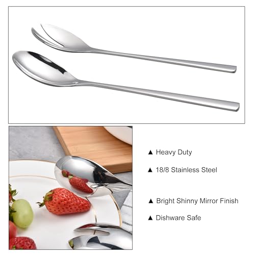 IMEEA 10 inch Salad Servers 18/8 Stainless Steel Salad Spoon and Fork Serving Set