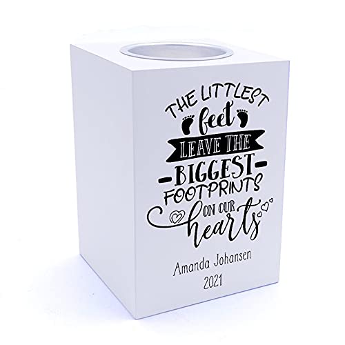 Ukgiftstoreonline Brown Personalised Baby Memorial Remembrance The Littlest Feet Tea Light Holder