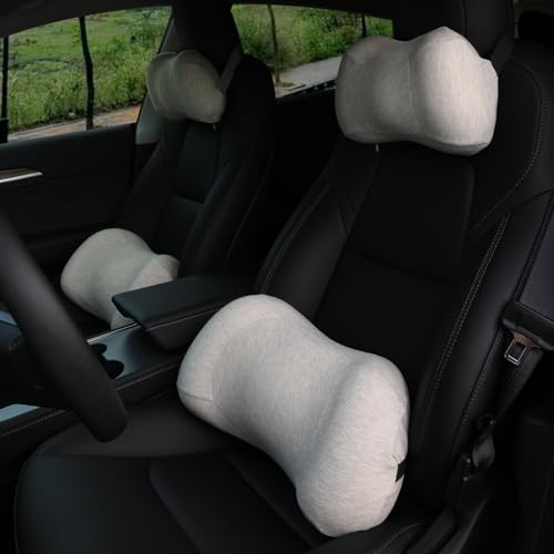 RaoRanDang Lumbar Support Pillow for carCar Neck Pillow Kit Memory Foam Ergonomic Car Headrest and Lumbar Support for Driving Fatigue Relief Comfort and Support Your Neck and Back