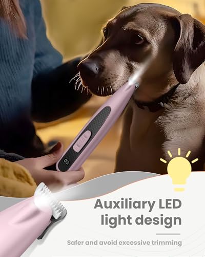 PAPMINI Dog Paw Trimmer with LED Light, Ultra-Low Noise Paw Trimmer for Dogs, Cordless Dog Clippers for Grooming with LED Display, Type-C Rechargeable Pet Clippers for Pads, Ears, Eyes, Face, Rump — view 6