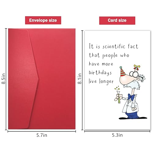 Image of Funny Birthday Card for Old People - 'More Birthdays Live Longer' Humorous Greeting Card for Men Women, Senior Citizen Gifts, Sarcastic Age Jokes for Him Her