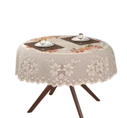 Cotton Round Center Table Cover – Soft & Durable Tablecloth Table Cover_013_White-image-33