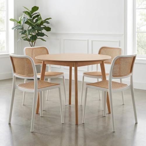 Image of INNOWIN Mirra Chair for Cafeteria | Accent Chair for Living Room Home, Bedroom, Cafe and Hotels | Without Arm | 3- Year Warranty | Plastic | White| Pack of 4