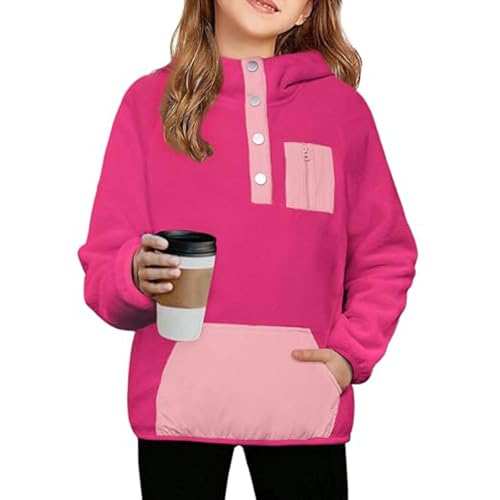 Hoodies for Teen Girls Cute Trendy Youth Long Sleeve Button Up Hooded Sweatshirt with Pocket Tween Girls 5-14 Years3