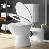 Simple Project Upflush Toilet for Basement, Macerating Toilets System with 600W Macerator Pump, Toilet Bowl with AC Vent & 4 Water Inltes ＆ Water Tank, Extension Pipe, Quiet Operation, Space Saving