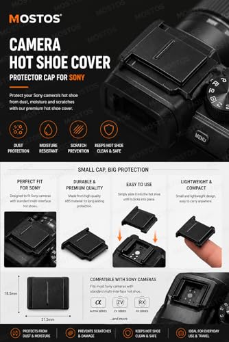 Image of MOSTOS - Camera Hot Shoe Cover Protector Cap for Sony Alpha A7CR, A7C II, A7R V, A7 IV, A7 III, A7S III, A7S II, A7S, A7, A6700, A6600, A6500, A6400, A6300, A6100, A6000, ZV-E10, ZV-1F