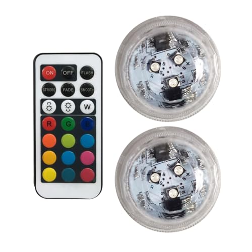 Pequeña luz LED sumergible – Lámparas decorativas para peceras pequeñas – Fuente de luz de color alimentada por pilas, luces subacuáticas sin llama con control remoto para acuario, piscina