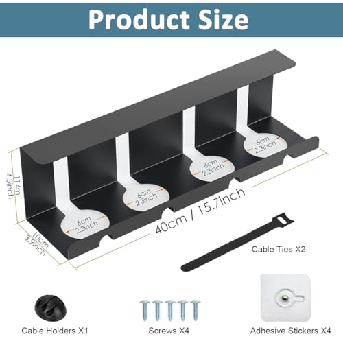 Serplex® Under Desk Cable Organizer Desktop Power Extender Organizer Tray No Drill Home Office Tangle Free Under Desk Power Cord Organizer for Outlet Extension, Power Cords, 15.75''x3.94''x4.72'' 2 410iNZCMNML