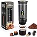LAMA Mini machine à café portable, Machine à expresso électrique, Compatible avec les capsules et la poudre, Chauffage instantané pour le camping et les voyages - Gris