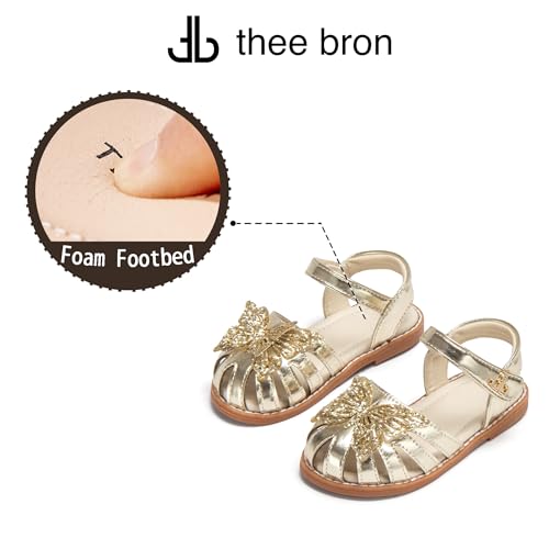 Image of THEE BRON Toddler Girls Closed-Toe Sandals Sweet Retro Cutout Summer Dress Shoes