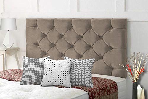 Affordable Chesterfield Headboards in Elegant Plush Velvet with Matching Buttons (2FT6 Small Single- Height 24", Mink) — image 1