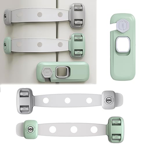 Image of Bembika Furniture Safety Locks for Kids, Child Safety Lock for Fridge, Drawers, Cupboard, Cabinet, Window Safety Multifunction Accessories Adjustable Buckle Lock for Baby and Toddlers Multi - 3 Pcs