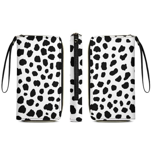 Dalmatian Dog Skin Womens PU Leather Long Purse Wallet with Card Slots Wristlet Handbags3