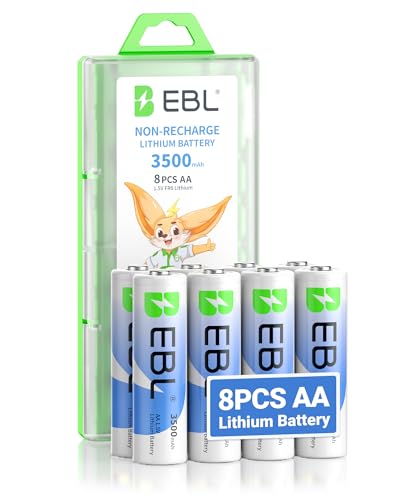EBL 3500mAh Lithium Batteries AA 8 Pack, 1.5V Super Longest Lasting Power for Blink Smart Lock Deadbolt, Alarm System, High-Tech Devices,【Non-Rechargeable】