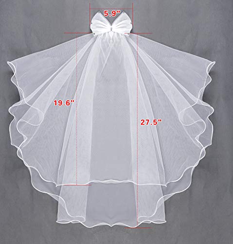 Bienvenu Girls Bowknot Rhinestone Flower Headband Hair Wreath Floral Crown Veil,White #TOP5