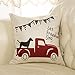 Fjfz July 4th Farmhouse Decorative Throw Pillow Cover Let Freedom Sing Patriotic Quote Sign Decoration Vintage Red Truck with Dog Rustic Home Decor Cotton Linen Cushion Case for Sofa Couch, 18